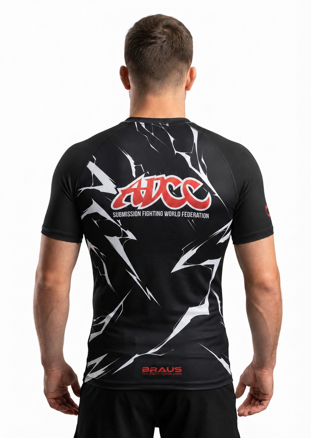 ADCC Lightning Rash Guard Short Sleeve - Black (Adult)